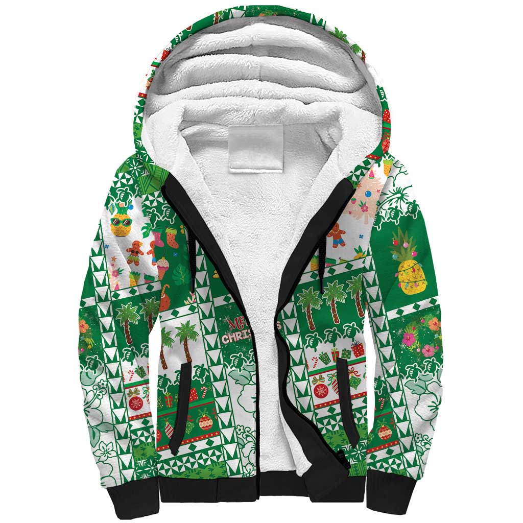 Norfolk Island Christmas Sherpa Hoodie Festive Beach Vibes - Polynesian Pride