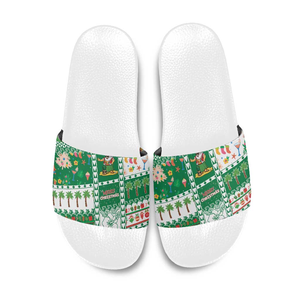 Norfolk Island Christmas Slide Sandals Festive Beach Vibes - Polynesian Pride