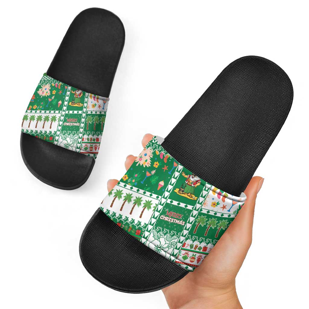 Norfolk Island Christmas Slide Sandals Festive Beach Vibes - Polynesian Pride