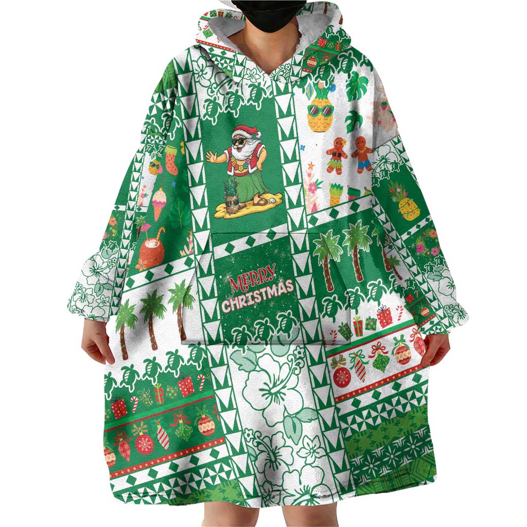 Norfolk Island Christmas Wearable Blanket Hoodie Festive Beach Vibes - Polynesian Pride