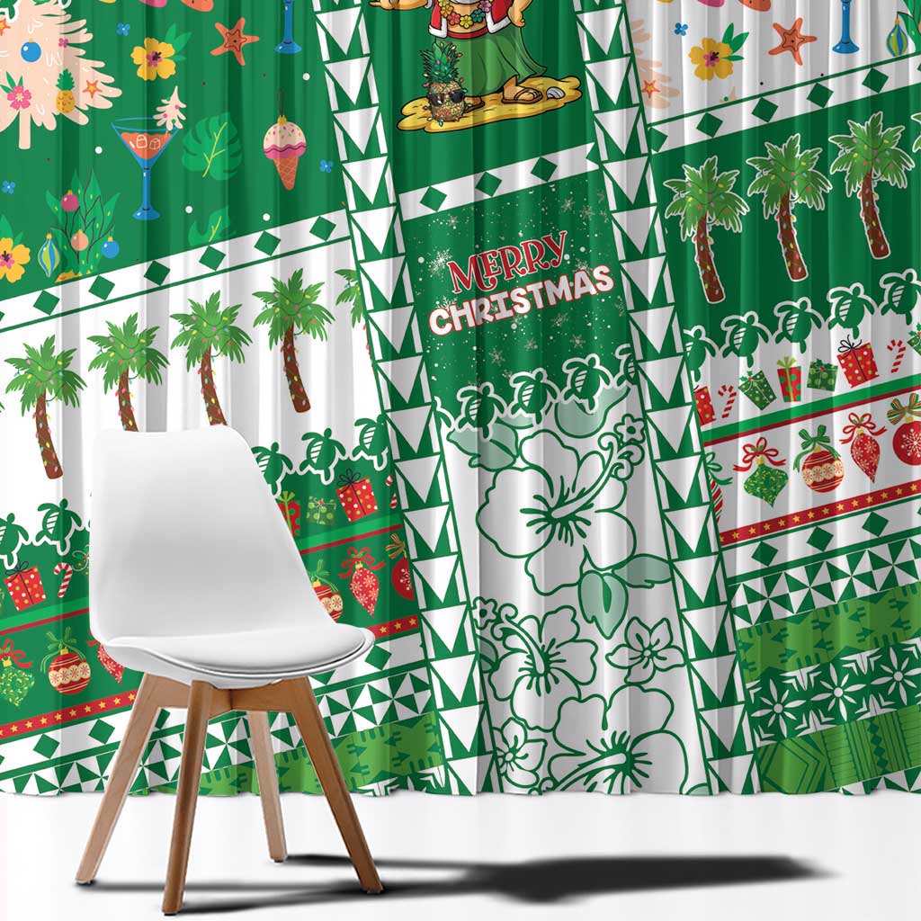 Norfolk Island Christmas Window Curtain Festive Beach Vibes - Polynesian Pride
