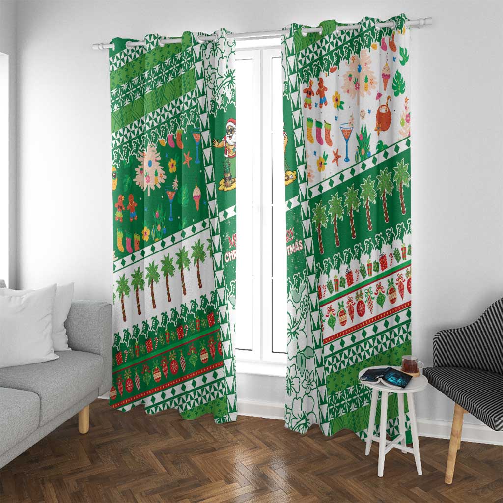 Norfolk Island Christmas Window Curtain Festive Beach Vibes - Polynesian Pride