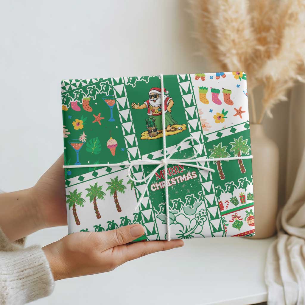 Norfolk Island Christmas Wrapping Paper Festive Beach Vibes - Polynesian Pride