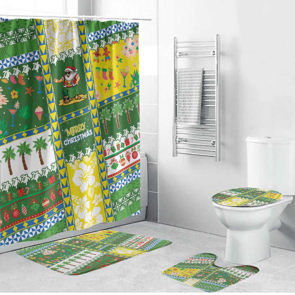 Pitcairn Islands Christmas Bathroom Set Festive Beach Vibes - Polynesian Pride