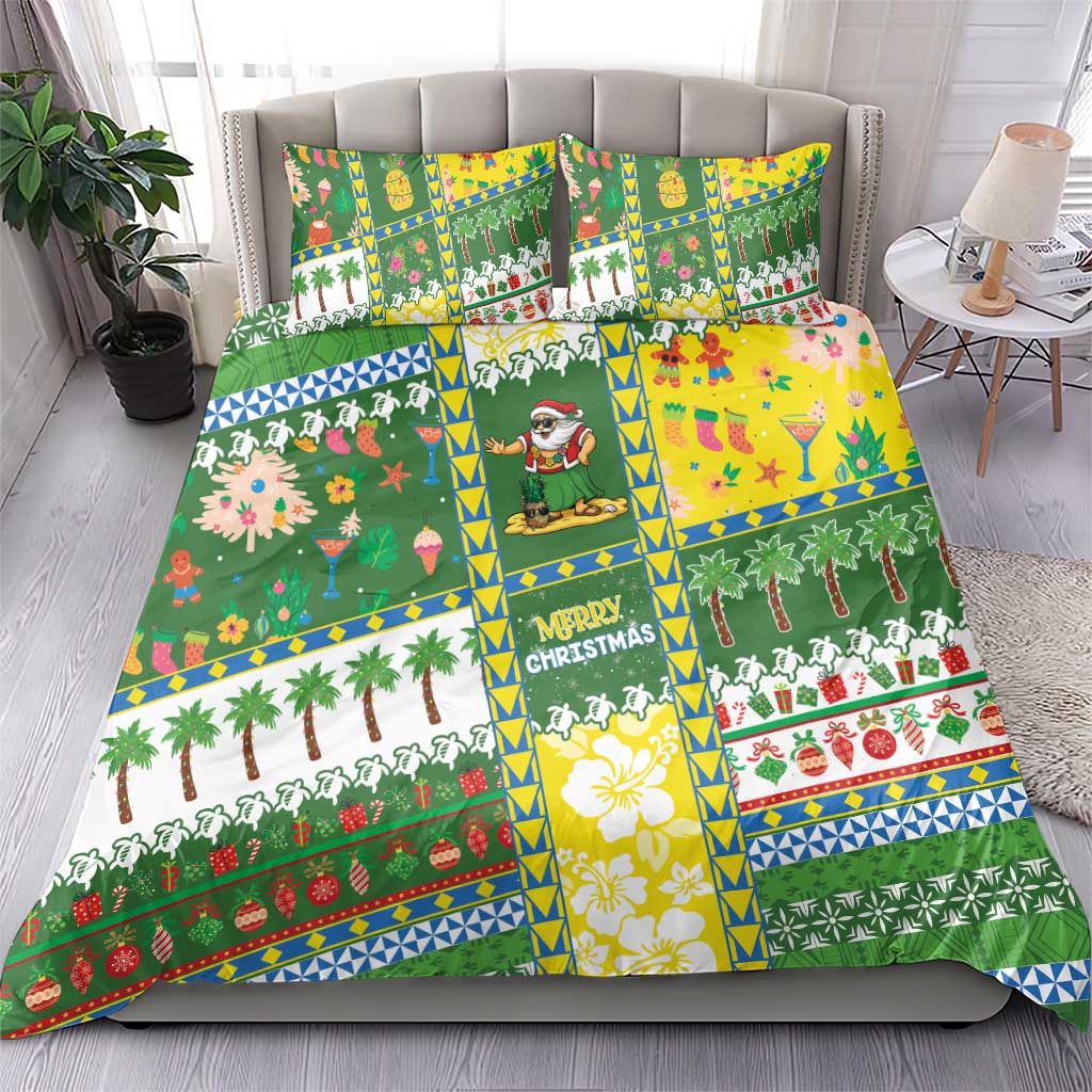 Pitcairn Islands Christmas Bedding Set Festive Beach Vibes - Polynesian Pride