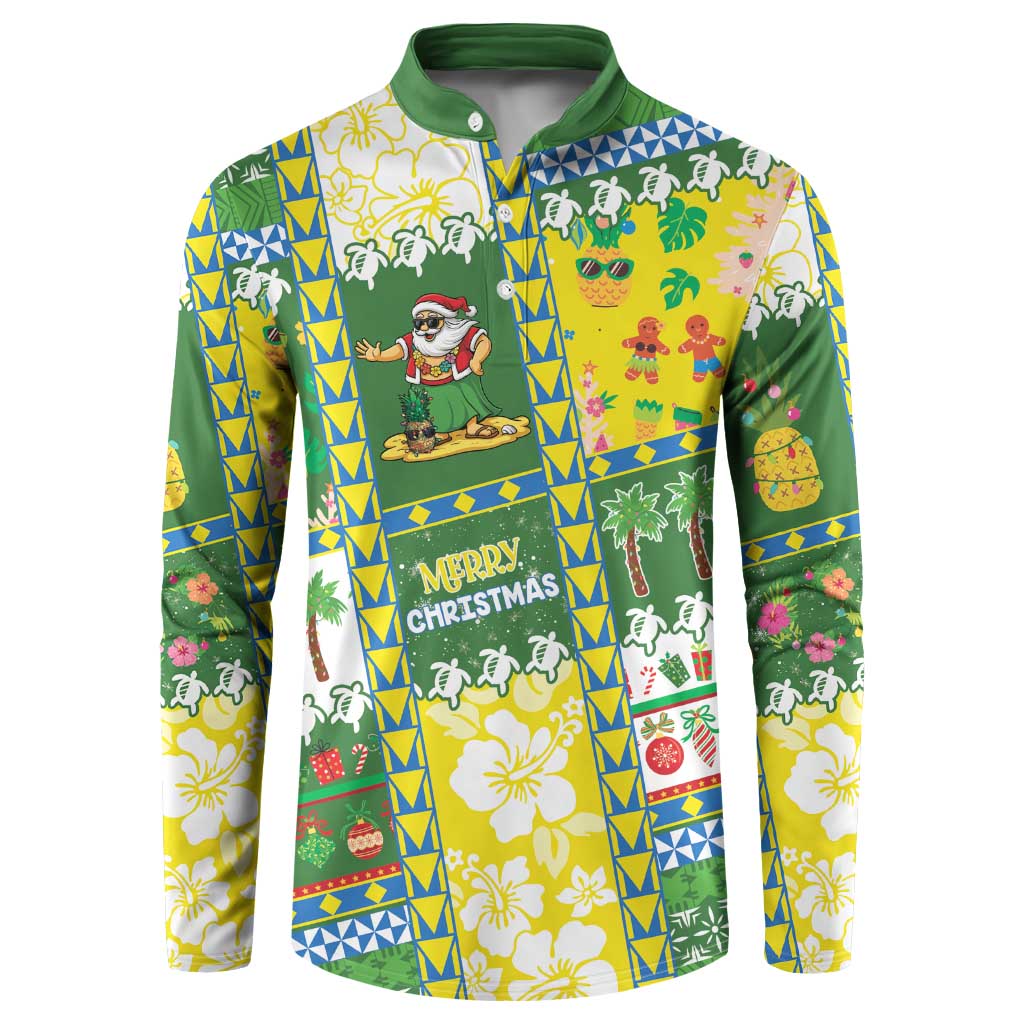 Pitcairn Islands Christmas Button Sweatshirt Festive Beach Vibes - Polynesian Pride