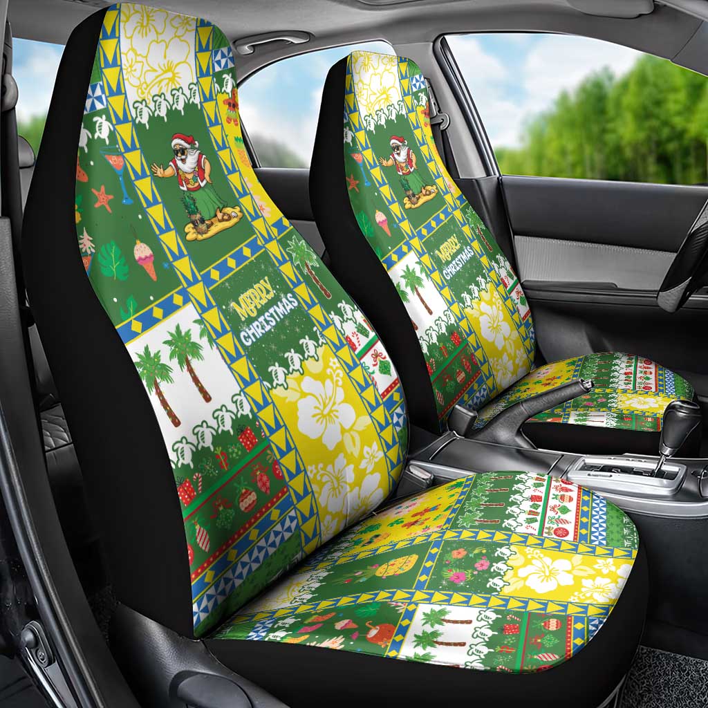 Pitcairn Islands Christmas Car Seat Cover Festive Beach Vibes - Polynesian Pride
