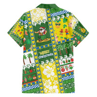 Pitcairn Islands Christmas Family Matching Off Shoulder Short Dress and Hawaiian Shirt Festive Beach Vibes - Polynesian Pride