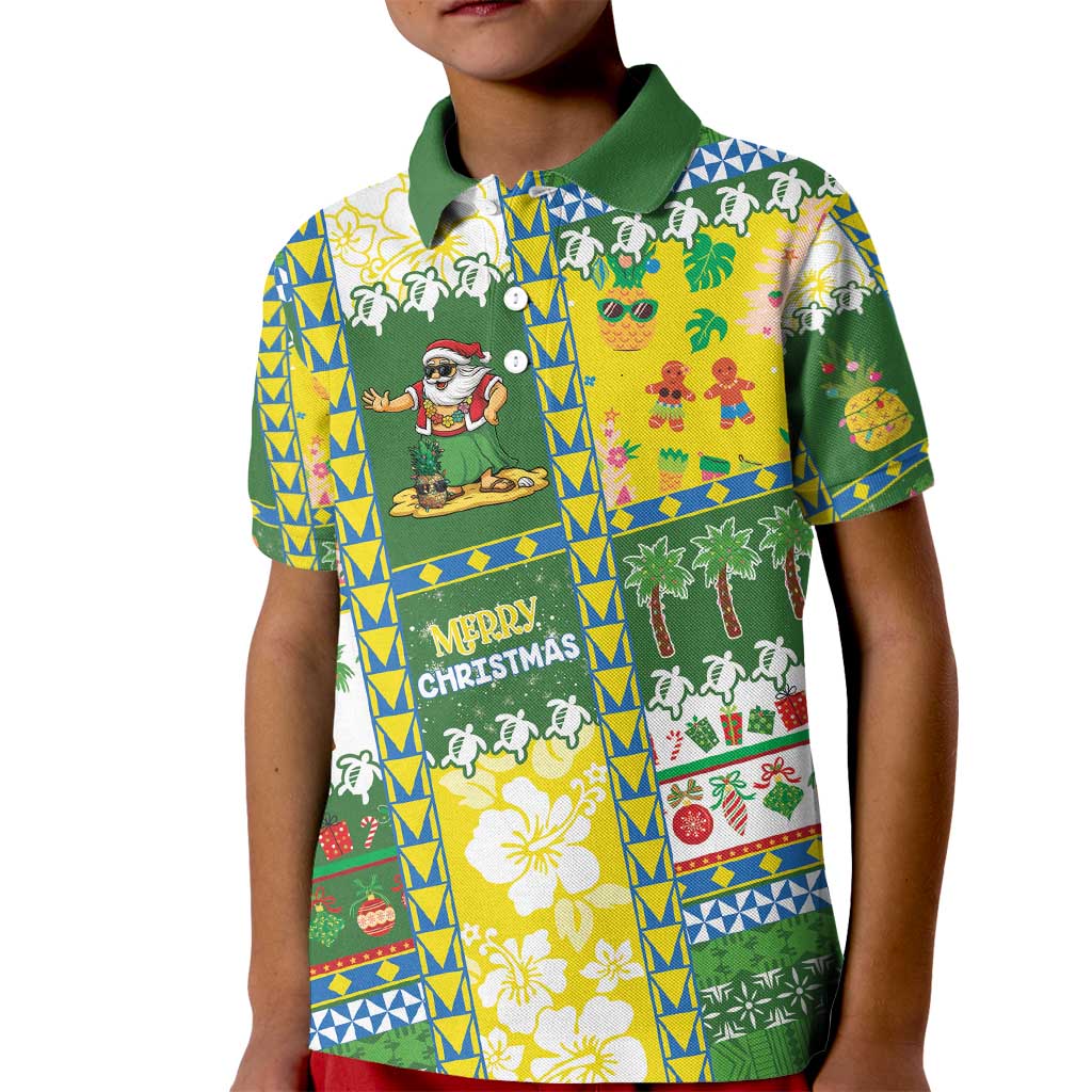 Pitcairn Islands Christmas Kid Polo Shirt Festive Beach Vibes - Polynesian Pride