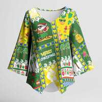 Pitcairn Islands Christmas Kimono Sleeve Blouse Festive Beach Vibes - Polynesian Pride