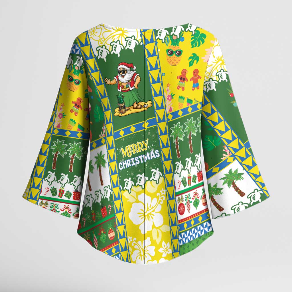 Pitcairn Islands Christmas Kimono Sleeve Blouse Festive Beach Vibes - Polynesian Pride