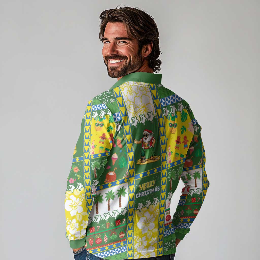 Pitcairn Islands Christmas Long Sleeve Polo Shirt Festive Beach Vibes - Polynesian Pride