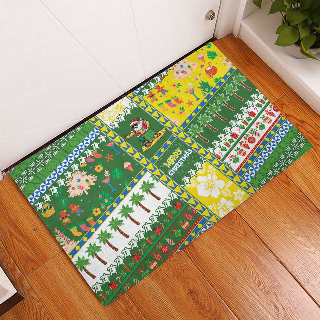 Pitcairn Islands Christmas Rubber Doormat Festive Beach Vibes - Polynesian Pride
