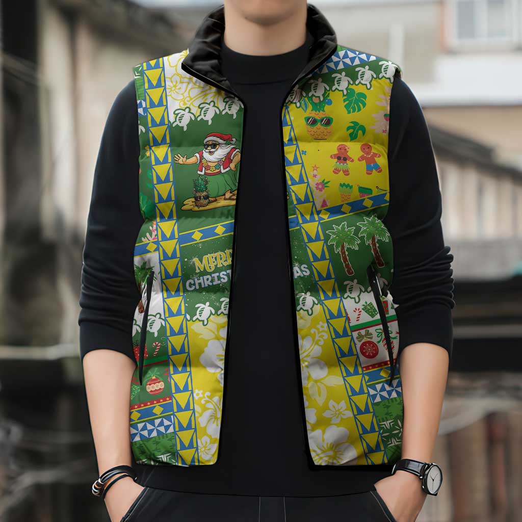 Pitcairn Islands Christmas Sleeveless Puffer Jacket Festive Beach Vibes - Polynesian Pride