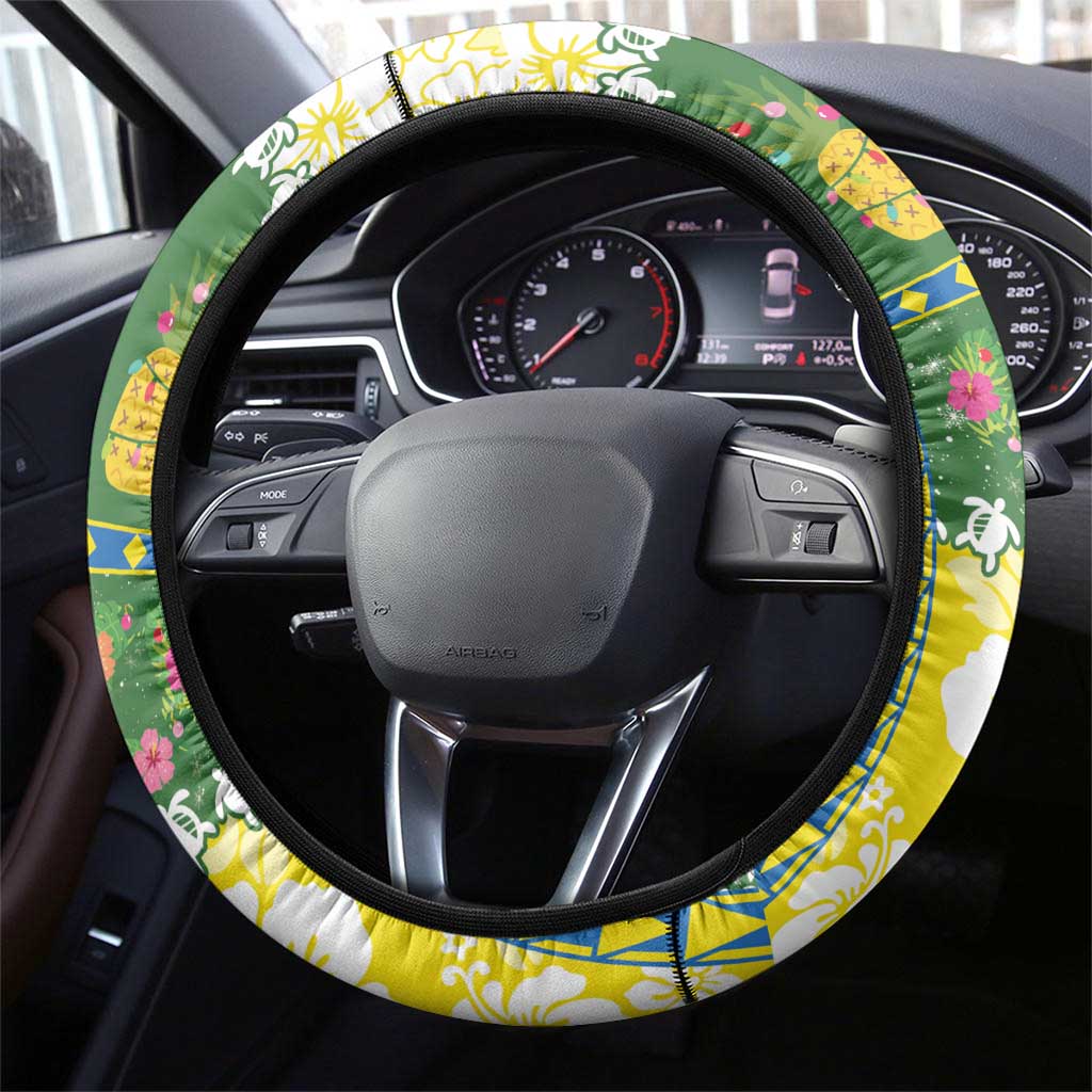 Pitcairn Islands Christmas Steering Wheel Cover Festive Beach Vibes - Polynesian Pride