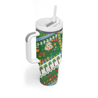 Pitcairn Islands Christmas Tumbler With Handle Festive Beach Vibes LT05 - Polynesian Pride