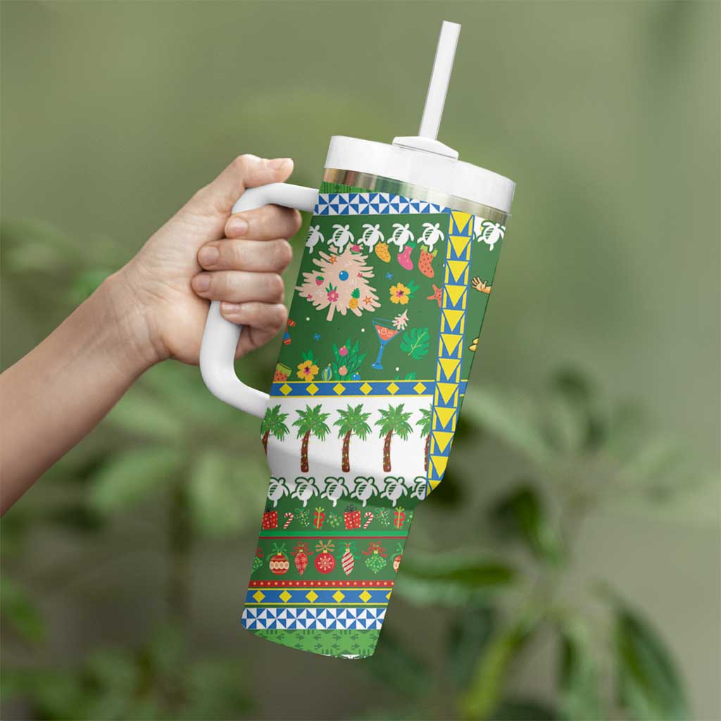 Pitcairn Islands Christmas Tumbler With Handle Festive Beach Vibes LT05 - Polynesian Pride