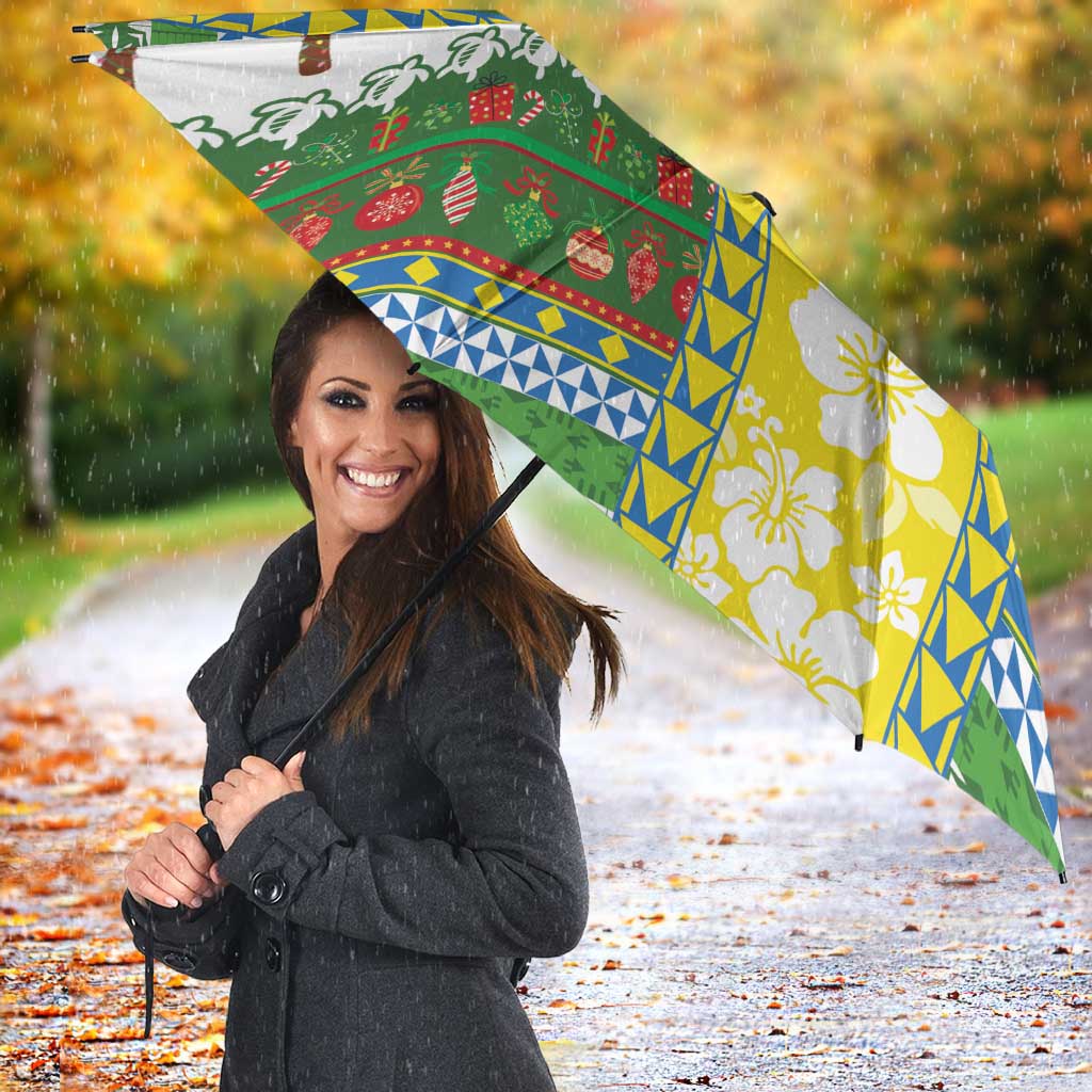 Pitcairn Islands Christmas Umbrella Festive Beach Vibes - Polynesian Pride