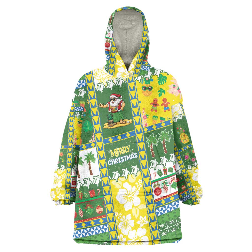 Pitcairn Islands Christmas Wearable Blanket Hoodie Festive Beach Vibes - Polynesian Pride