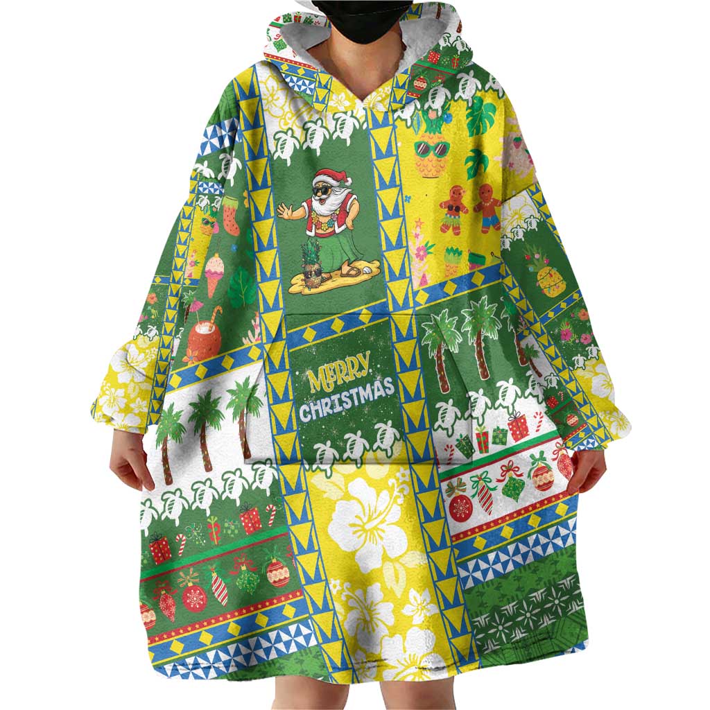 Pitcairn Islands Christmas Wearable Blanket Hoodie Festive Beach Vibes - Polynesian Pride
