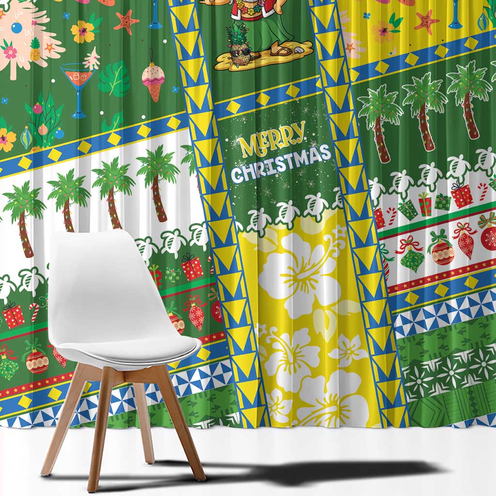 Pitcairn Islands Christmas Window Curtain Festive Beach Vibes - Polynesian Pride