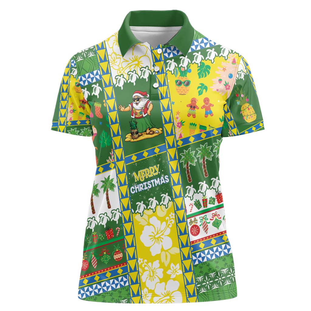 Pitcairn Islands Christmas Women Polo Shirt Festive Beach Vibes - Polynesian Pride