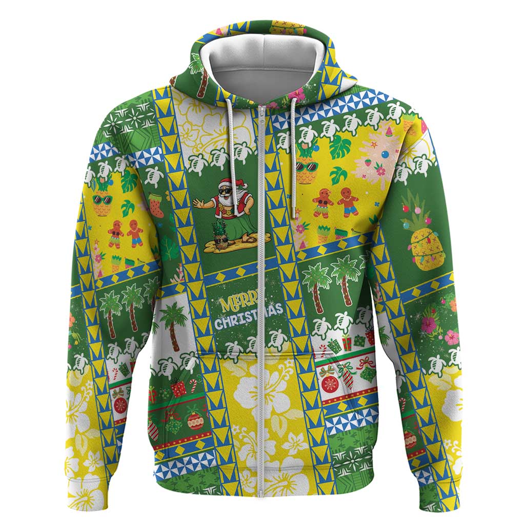 Pitcairn Islands Christmas Zip Hoodie Festive Beach Vibes - Polynesian Pride