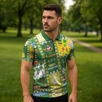 Pitcairn Islands Christmas Zipper Polo Shirt Festive Beach Vibes - Polynesian Pride