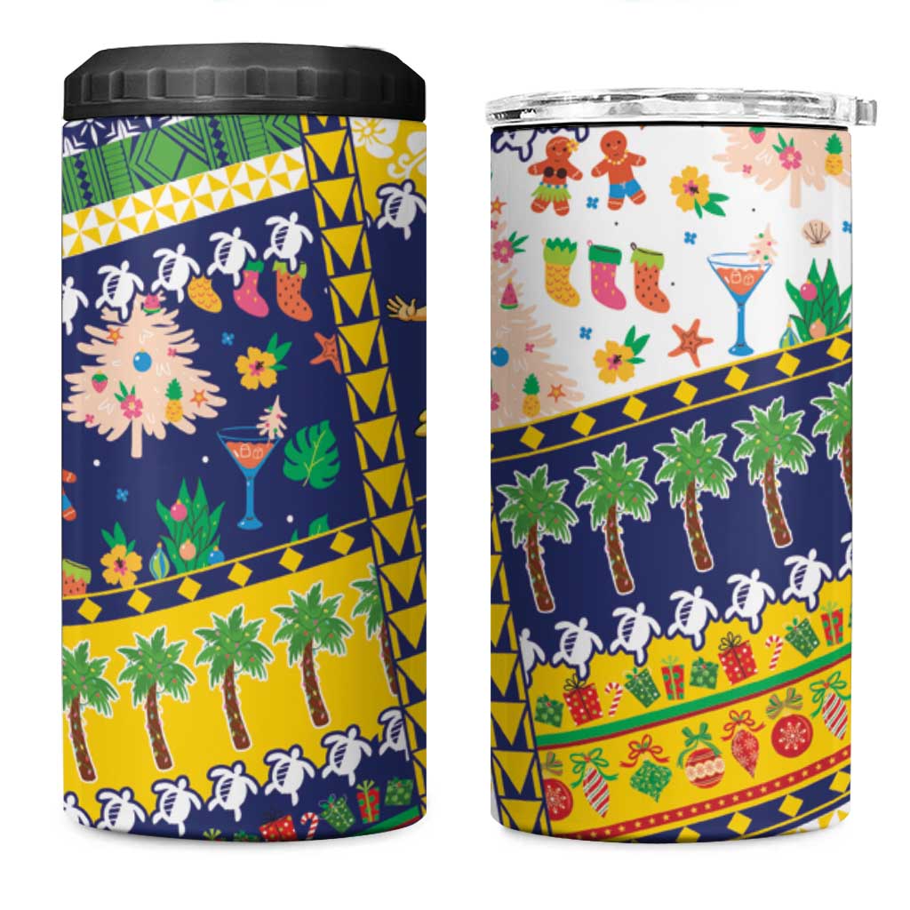 Tokelau Christmas 4 in 1 Can Cooler Tumbler Festive Beach Vibes - Polynesian Pride