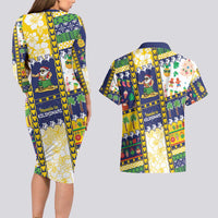 Tokelau Christmas Couples Matching Long Sleeve Bodycon Dress and Hawaiian Shirt Festive Beach Vibes - Polynesian Pride