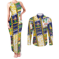 Tokelau Christmas Couples Matching Tank Maxi Dress and Long Sleeve Button Shirt Festive Beach Vibes - Polynesian Pride