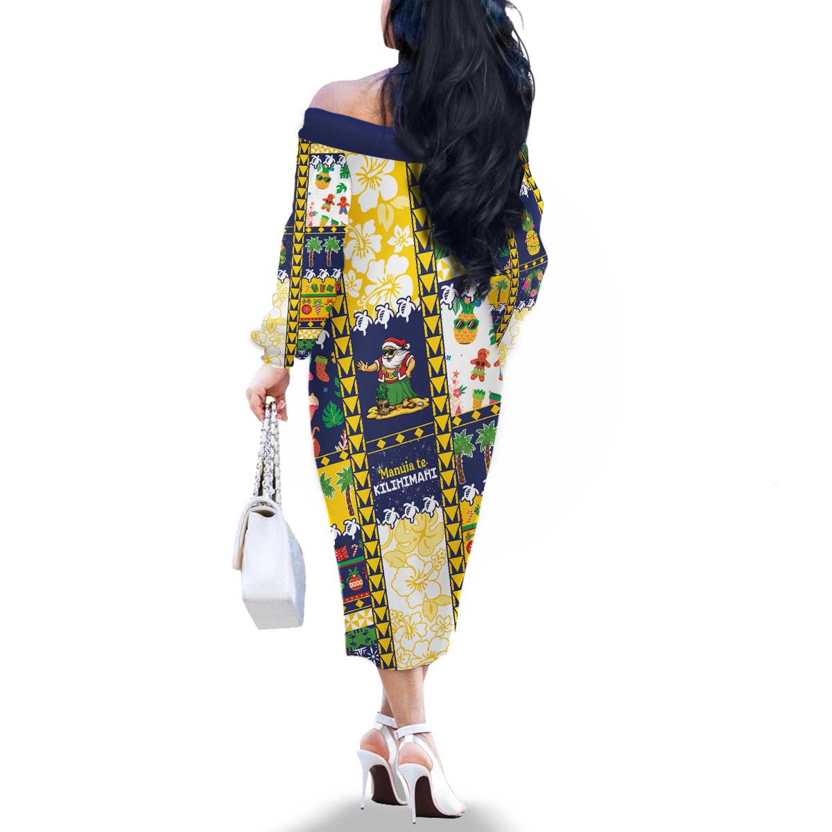 Tokelau Christmas Family Matching Off The Shoulder Long Sleeve Dress and Hawaiian Shirt Festive Beach Vibes - Polynesian Pride