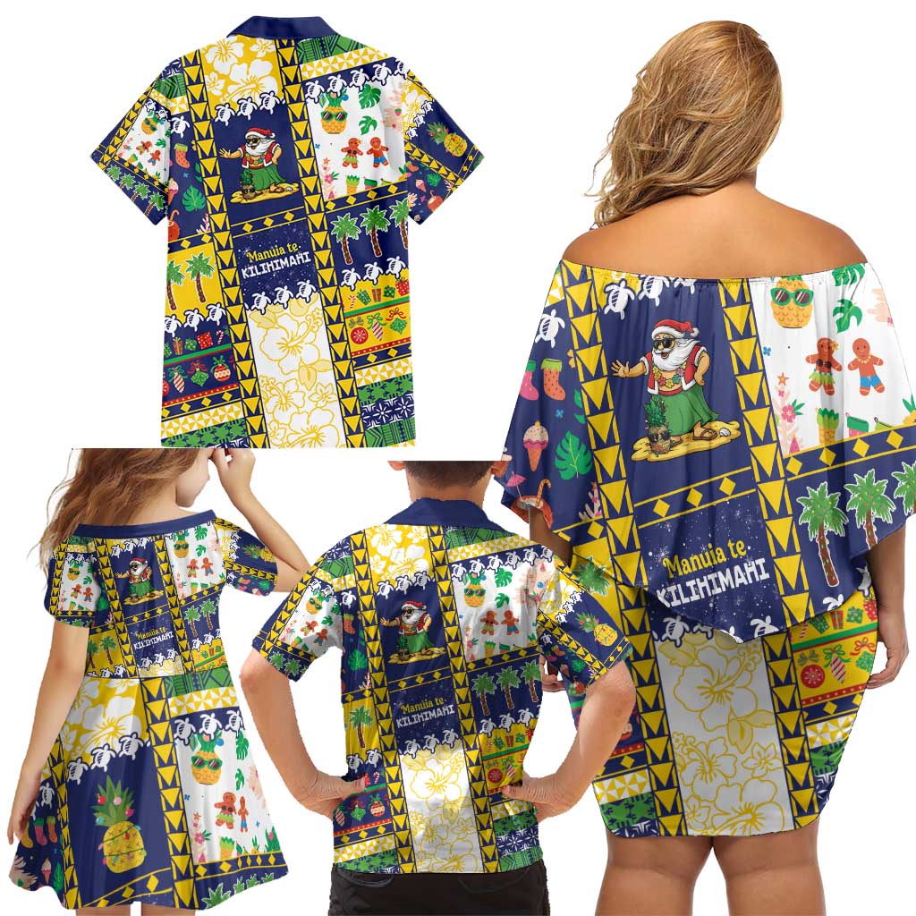 Tokelau Christmas Family Matching Off Shoulder Short Dress and Hawaiian Shirt Festive Beach Vibes - Polynesian Pride
