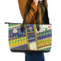 Tokelau Christmas Leather Tote Bag Festive Beach Vibes - Polynesian Pride