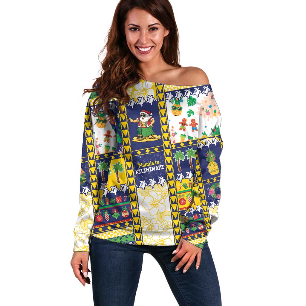 Tokelau Christmas Off Shoulder Sweater Festive Beach Vibes - Polynesian Pride