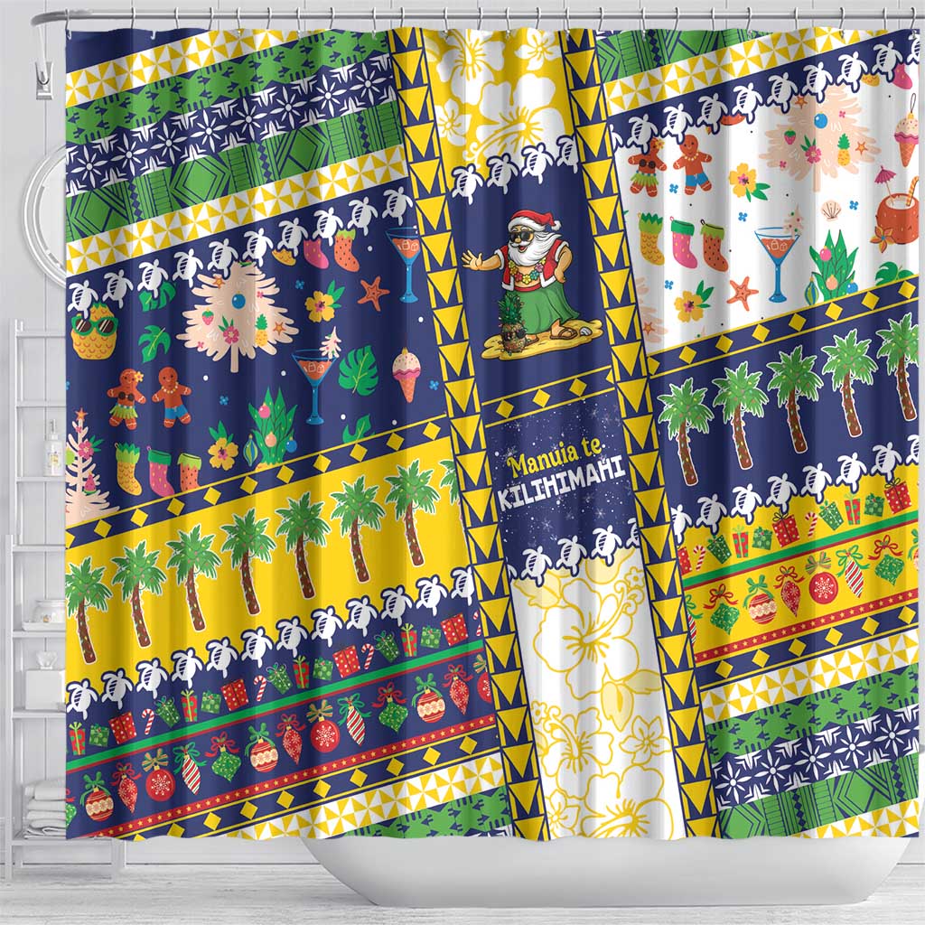 Tokelau Christmas Shower Curtain Festive Beach Vibes - Polynesian Pride
