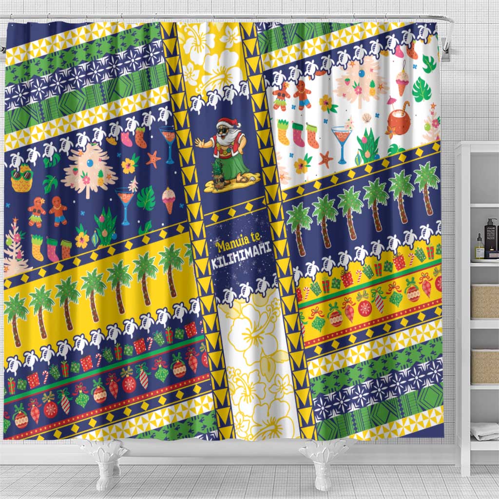Tokelau Christmas Shower Curtain Festive Beach Vibes - Polynesian Pride