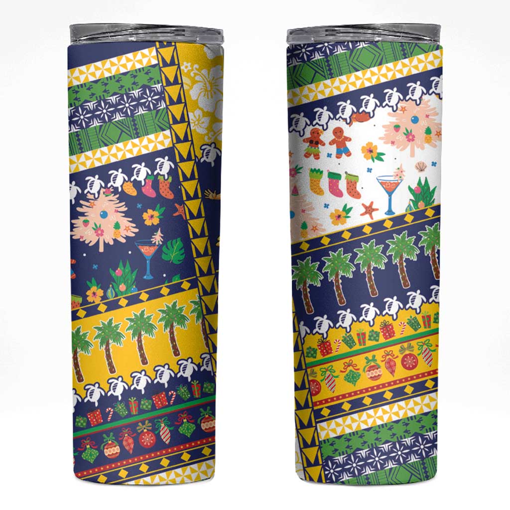 Tokelau Christmas Skinny Tumbler Festive Beach Vibes - Polynesian Pride