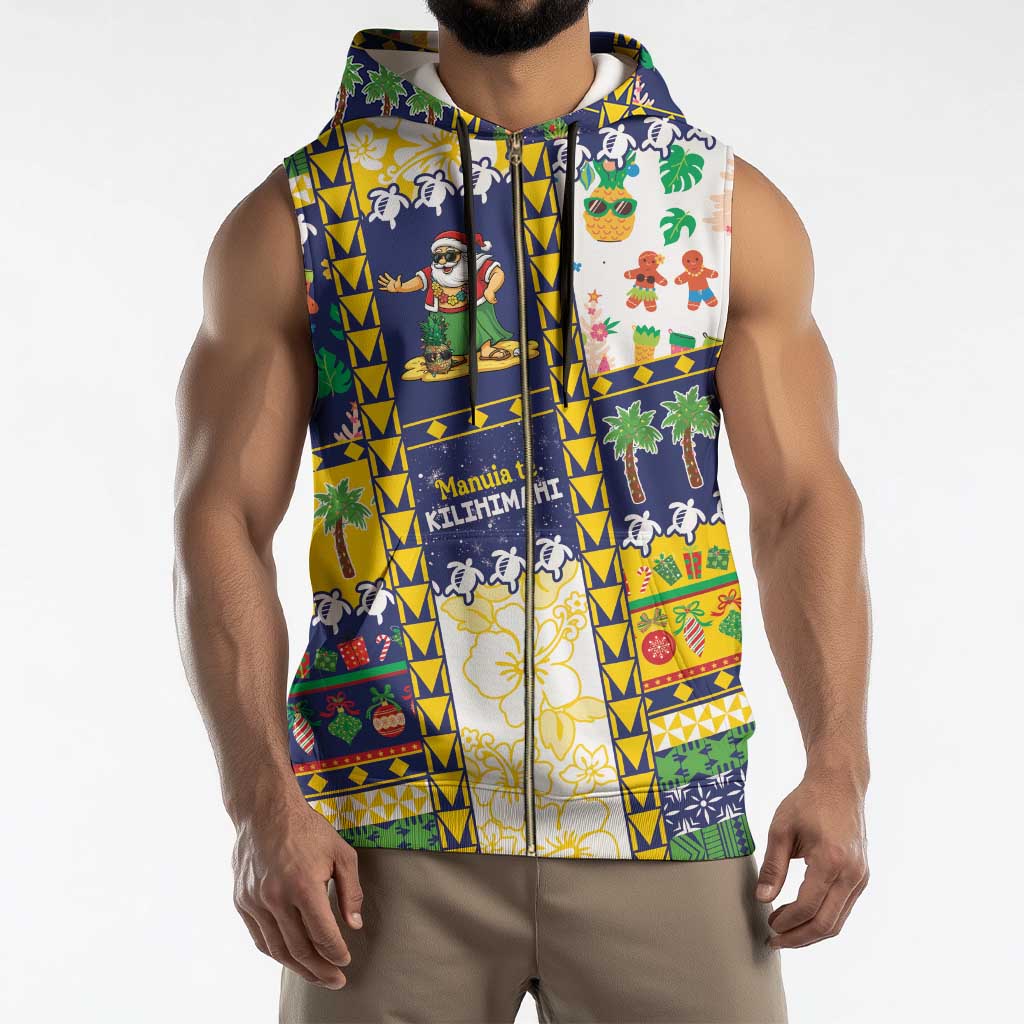 Tokelau Christmas Sleeveless Zip Hoodie Festive Beach Vibes - Polynesian Pride