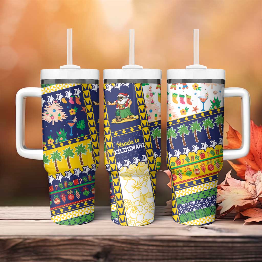 Tokelau Christmas Tumbler With Handle Festive Beach Vibes - Polynesian Pride