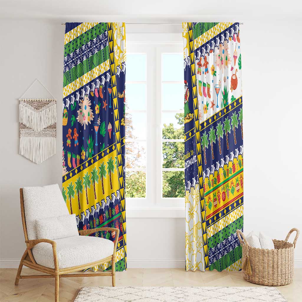 Tokelau Christmas Window Curtain Festive Beach Vibes - Polynesian Pride