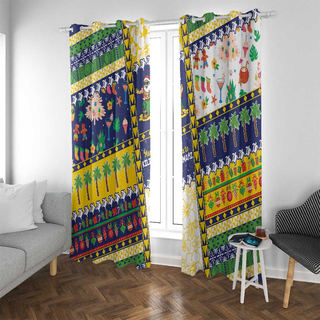 Tokelau Christmas Window Curtain Festive Beach Vibes - Polynesian Pride