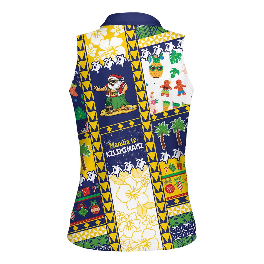 Tokelau Christmas Women Sleeveless Polo Shirt Festive Beach Vibes - Polynesian Pride
