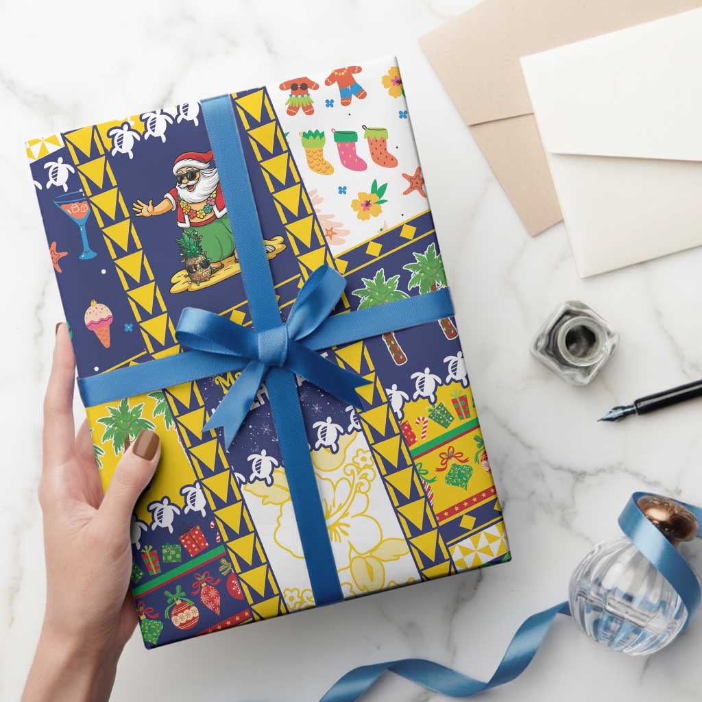 Tokelau Christmas Wrapping Paper Festive Beach Vibes - Polynesian Pride
