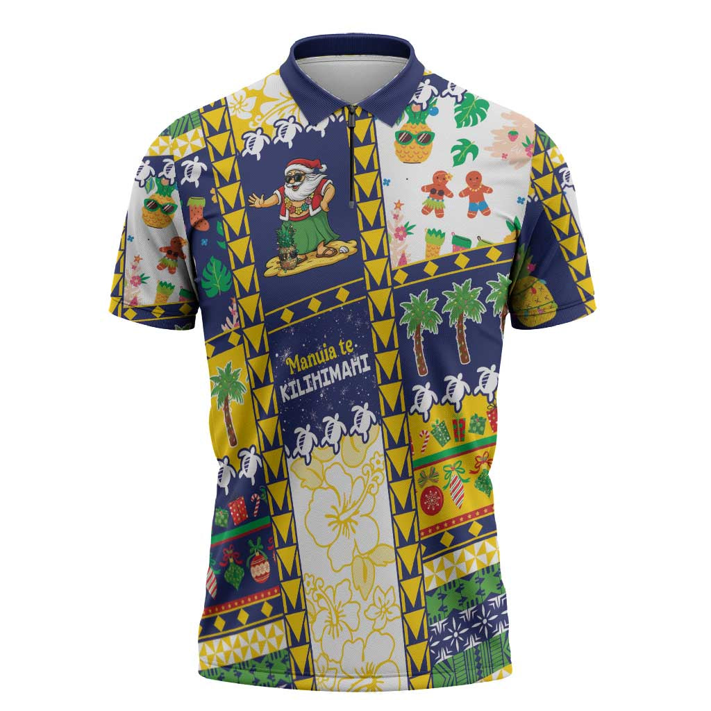 Tokelau Christmas Zipper Polo Shirt Festive Beach Vibes - Polynesian Pride