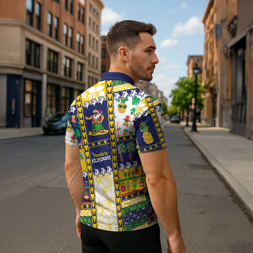 Tokelau Christmas Zipper Polo Shirt Festive Beach Vibes - Polynesian Pride