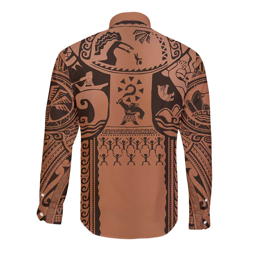 Polynesia Maui Tattoo Inspired Cosplay Costume Long Sleeve Button Shirt