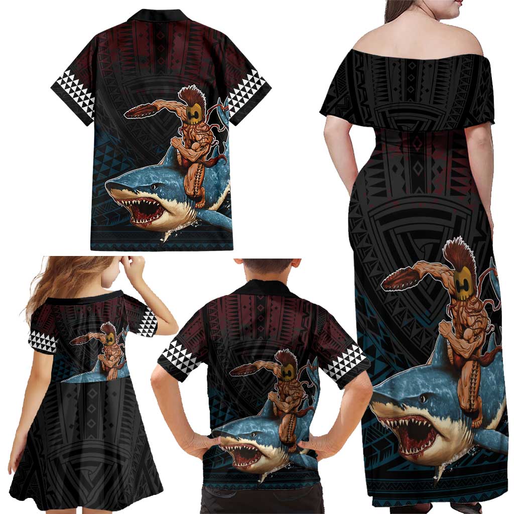 Hawaii Ikaika Family Matching Off Shoulder Maxi Dress and Hawaiian Shirt Hawaiian Mythic Koa Tribal Warrior