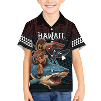 Hawaii Ikaika Family Matching Off Shoulder Short Dress and Hawaiian Shirt Hawaiian Mythic Koa Tribal Warrior