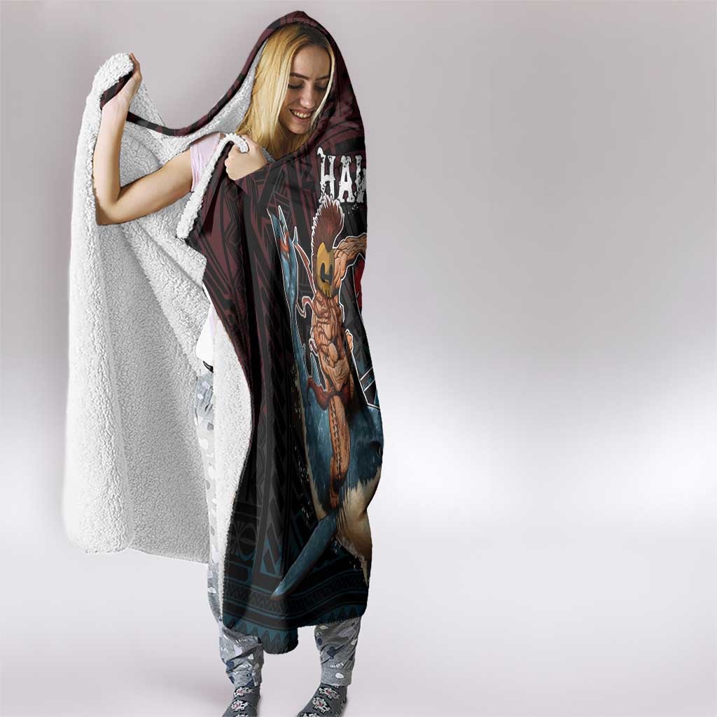 Hawaii Ikaika Hooded Blanket Hawaiian Mythic Koa Tribal Warrior LT05 - Polynesian Pride